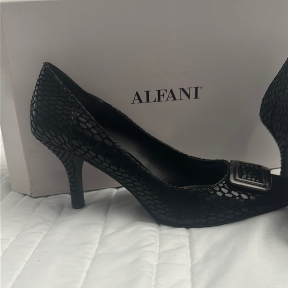 Alfani Black Heels with Decorative Buckle
